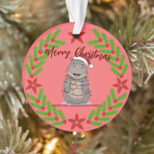 Süße Nilpferd-Weihnachtsbaum-Zoo-Tier-Weihnachten- Ornament