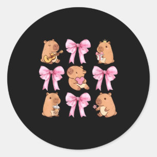 Süße Nk Kokette Schleife Kawaii Capybara Liebhaber Runder Aufkleber