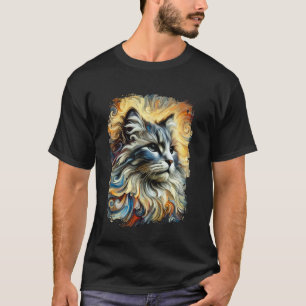 Süße norwegische Katze bunte Kunst T-Shirt