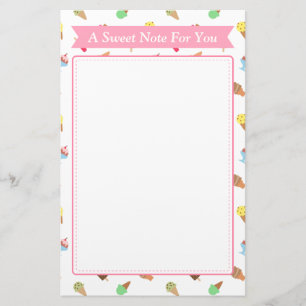 Süße Notiz Eiscreme-Muster Briefpapier