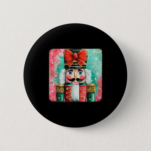Süße Nussknacker-Weihnachtsbögen Weihnachts-Pyjama Button (Vorderseite)