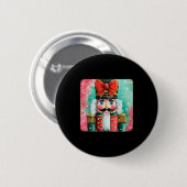 Süße Nussknacker-Weihnachtsbögen Weihnachts-Pyjama Button (Vorne & Hinten)