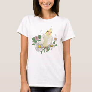 Süße Nymphensittich-Blumenillustration T-Shirt