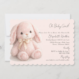 Süße Oh Baby Mädchen Hase Rosa Baby Shower Einladung
