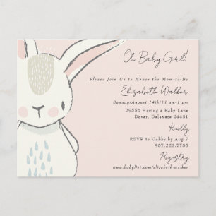Süße Oh Baby Mädchen Hase Rosa Babyparty  Postkarte