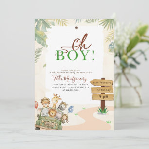 Süße Oh-Junge-Safari-Dschungel-Baby-Party Einladung