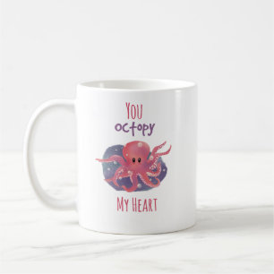 Süße Oktopus-Liebestasse ; "Du oktopierst mein Her Kaffeetasse