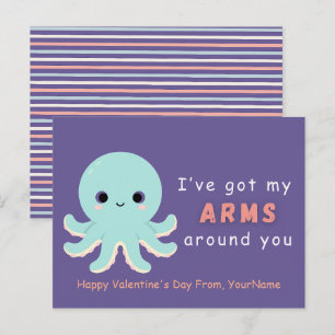 Süße Oktopus Valentinstag Pun Card Feiertagspostkarte