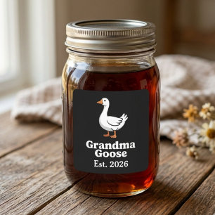 Süße Oma-Gans Est Jahr Lustige Gans Cartoon Quadratischer Aufkleber