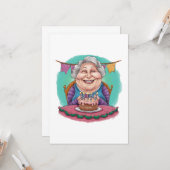 Süße Oma Geburtstagstorte Geschenk Karte (Vorderseite/Rückseite Beispiel)