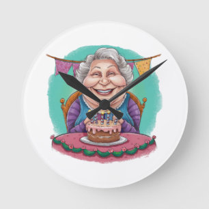 Süße Oma Geburtstagstorte Geschenk Runde Wanduhr