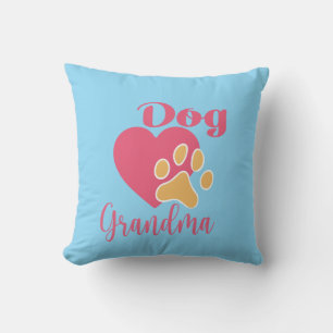Süße Oma Hund Rosa Herz Pfotenabdruck Grafik Kissen