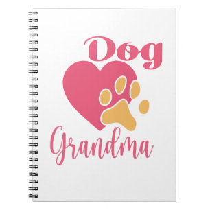 Süße Oma Hund Rosa Herz Pfotenabdruck Grafik Notizblock