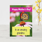 Süße Oma Schmetterling Karte (Gelbe Blume)