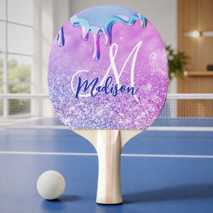Süße Ombre Lila Rosa Glitter Einhorn Monogramm Nei Tischtennis Schläger