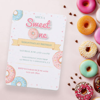 Süße One Donut 1. Geburtstag Einladung