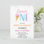 Süße ONE Eiscreme-Einladung Einladung (Stehend Vorderseite)