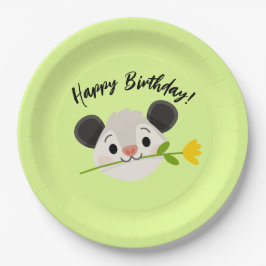 Süße Opossum-Kopf mit Blume, „Alles Gute zum Gebur Pappteller