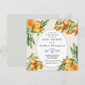 Süsse | Orange Baby Dusche Einladung (Vorne/Hinten)