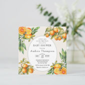 Süsse | Orange Baby Dusche Einladung (Stehend Vorderseite)