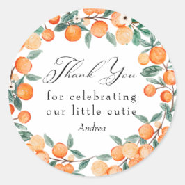 Süsse | Orange Baby Dusche Vielen Dank Runder Aufkleber