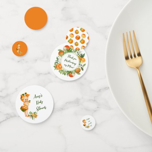 Süsse orange Babydusche Konfetti, Mädchendusche Konfetti (Gruppe)