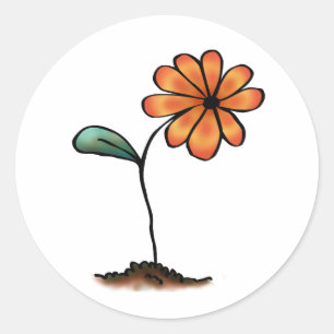 Süße orange Blume Runder Aufkleber