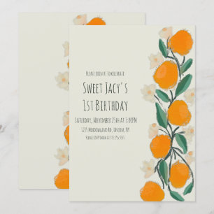 Süße orange botanische Blumen zum Geburtstag Einladung