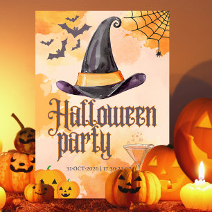 Süße orange Büro-Halloween-Party mit Logo Einladung