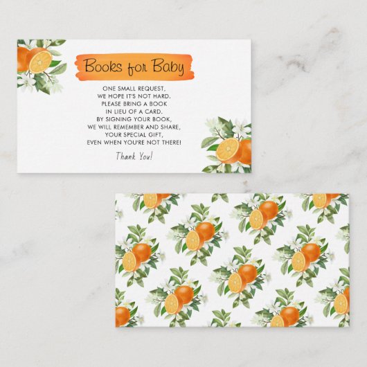 Süsse Orange Citrus Baby Showbücher für Baby Begleitkarte (Vorne/Hinten)