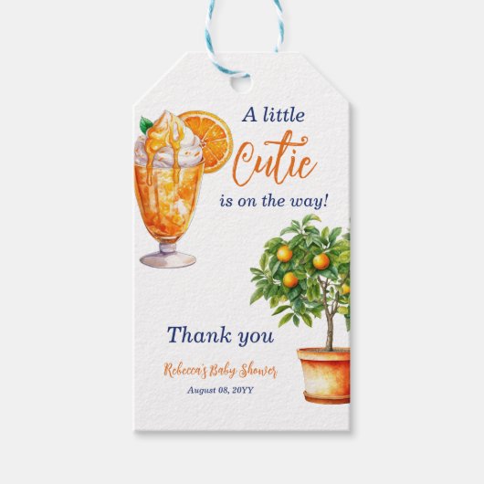 Süsse Orange Citrus Summer Ice Cream Baby Dusche Geschenkanhänger (Vorderseite)