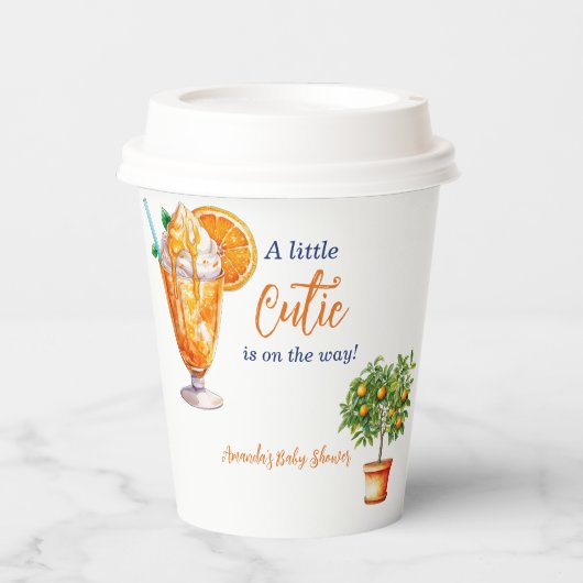 Süsse Orange Citrus Summer Ice Cream Baby Dusche Pappbecher (Vorderseite)