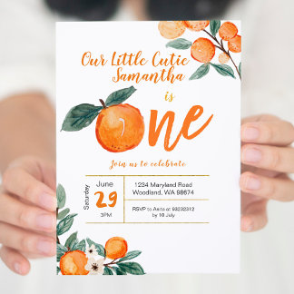 Süsse Orange Einladung zum ersten Geburtstag