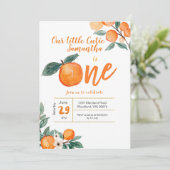 Süsse Orange Einladung zum ersten Geburtstag (Stehend Vorderseite)