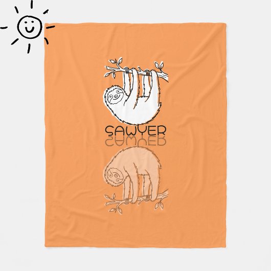 Süße orange Faultier-Reflektions-Kritzelei mit ind Fleecedecke