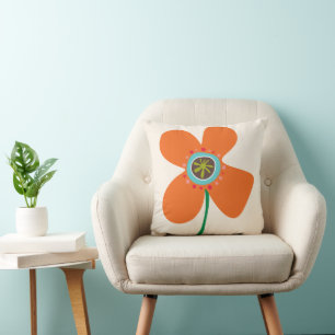 Süße orange Gänseblümchen Pop Chic Sommerblumen Mu Kissen