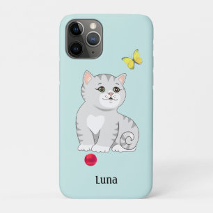Süße orange getigerte Kätzchenkatze auf Hellblau Case-Mate iPhone Hülle
