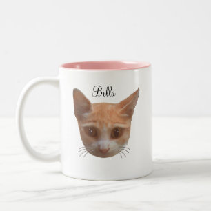 Süße, orange getigerte Kätzchenkatze Zweifarbige Tasse