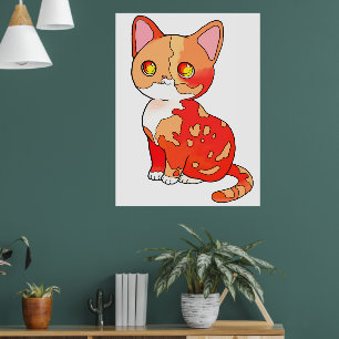 Süße orange getigerte Katze Cartoon liebenswerte K Poster