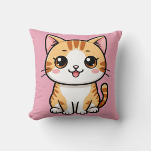 Süße orange getigerte Katze Cartoon-Tierstil 🐱 Kissen