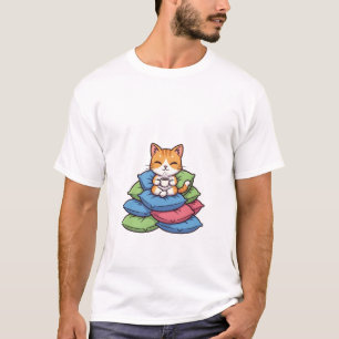 Süße orange getigerte Katze entspannt auf einem St T-Shirt