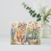 Süße orange getigerte Osterkatze  Postkarte (Stehend Vorderseite)