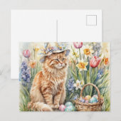 Süße orange getigerte Osterkatze  Postkarte (Vorne/Hinten)