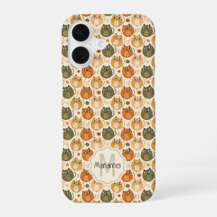 Süße Orange Graue Katze Punkte Name Monogramm iPhone 16 Hülle