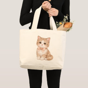 Süße orange Ingwer-Kätzchen-Aquarell-Kunst-Tasche Jumbo Stoffbeutel