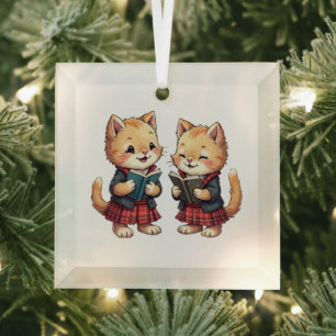 Süße orange Kätzchen lesen Burns Night Dichtung Ornament Aus Glas