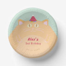 Süße Orange Katze 2. Geburtstag Papier-Schale
