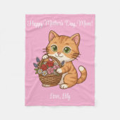 Süße orange Katze & Blumen: Weiche Babodecke Fleecedecke (Vorderseite)