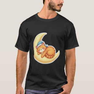 Süße orange Katze schlafend auf zunehmendem Mond T-Shirt