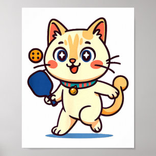 Süße orange Katze spielt Pickleball Poster
